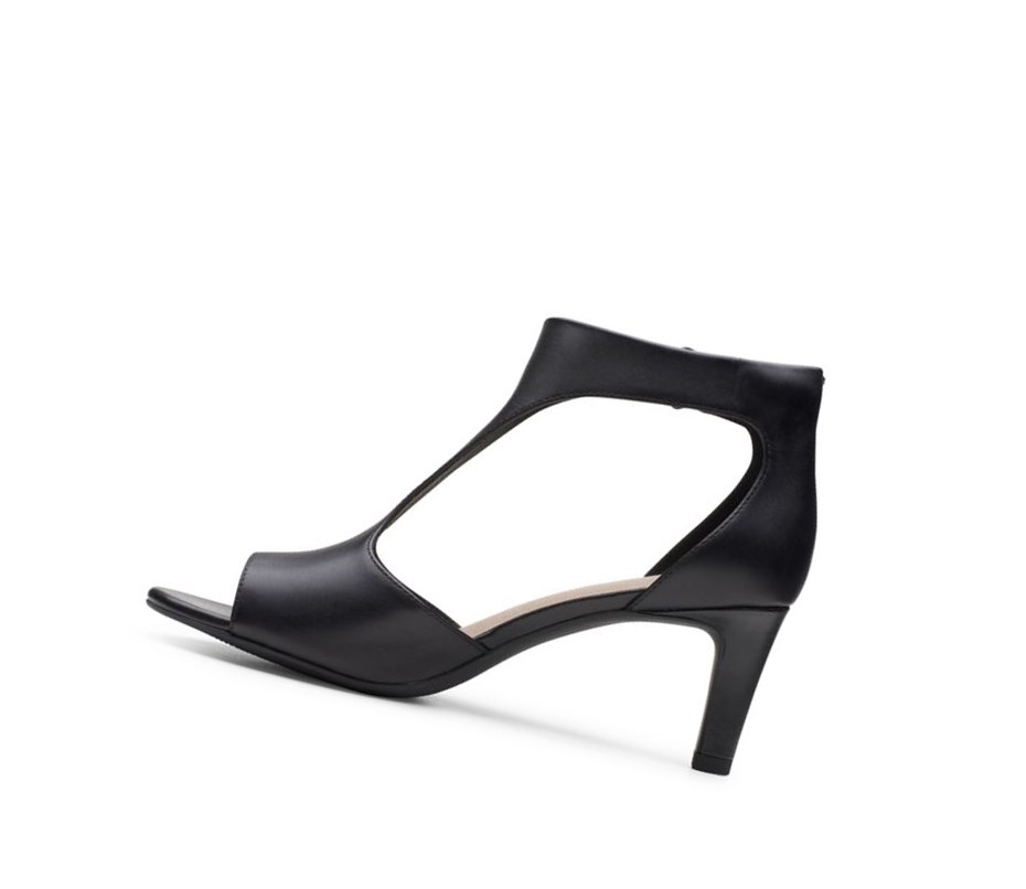 Clarks Alice Flame Leder Sandalen Absatz Damen Schwarz | YGBV56013