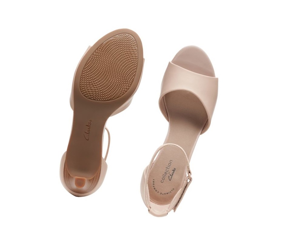 Clarks Alice Greta Leder Sandalen Absatz Damen Hautfarbe | FOEI39670