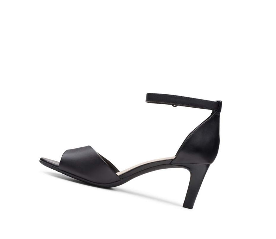 Clarks Alice Greta Leder Sandalen Absatz Damen Schwarz | LFGQ98435