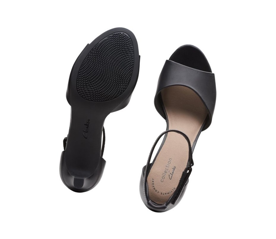 Clarks Alice Greta Leder Sandalen Absatz Damen Schwarz | LFGQ98435