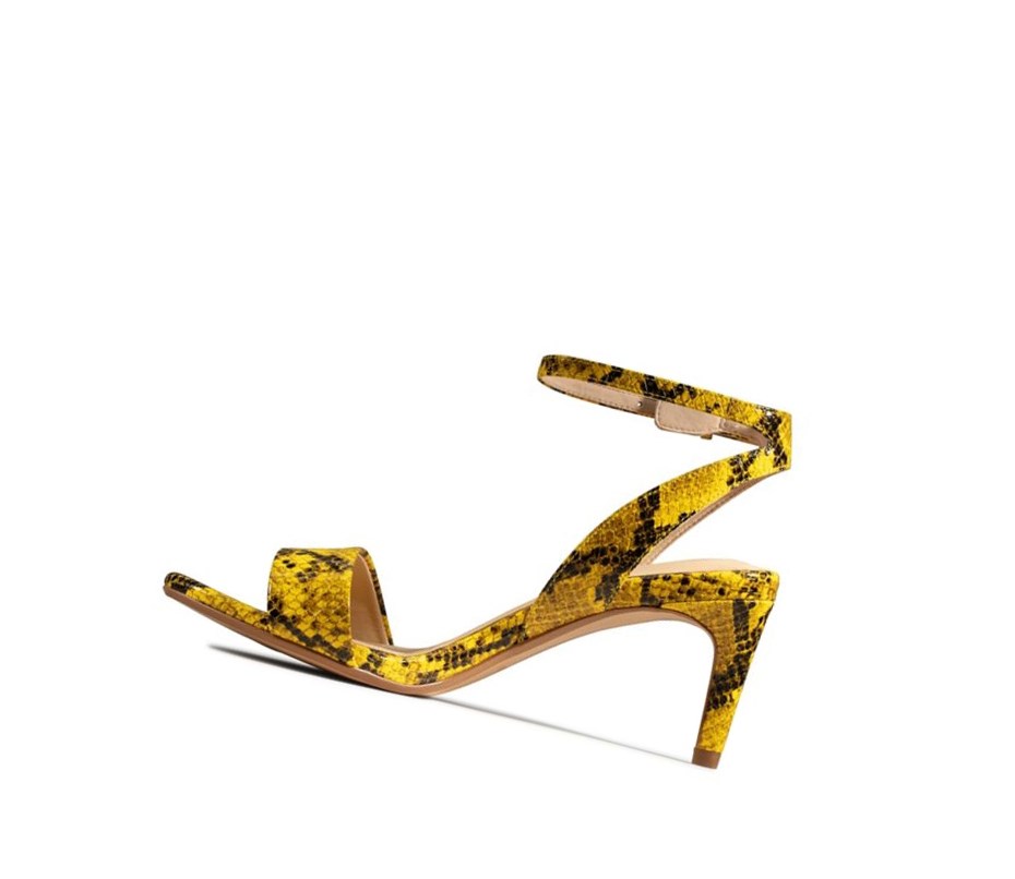 Clarks Amali Jewel Sandalen Absatz Damen Gelb Schlangenoptik | XESV39581