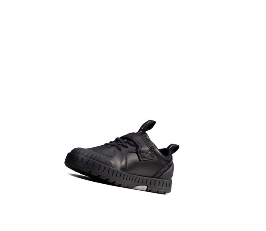 Clarks Apollo Step Leder Lederschuhe Jungen Schwarz | UXZS93162