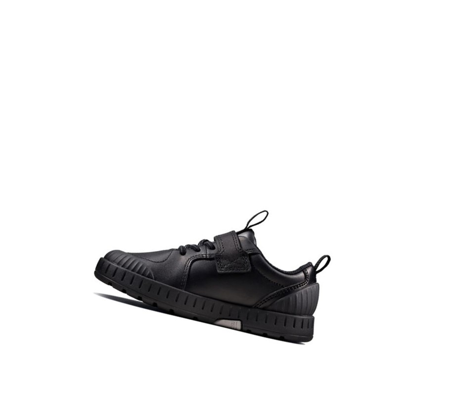Clarks Apollo Step Leder Lederschuhe Jungen Schwarz | UXZS93162