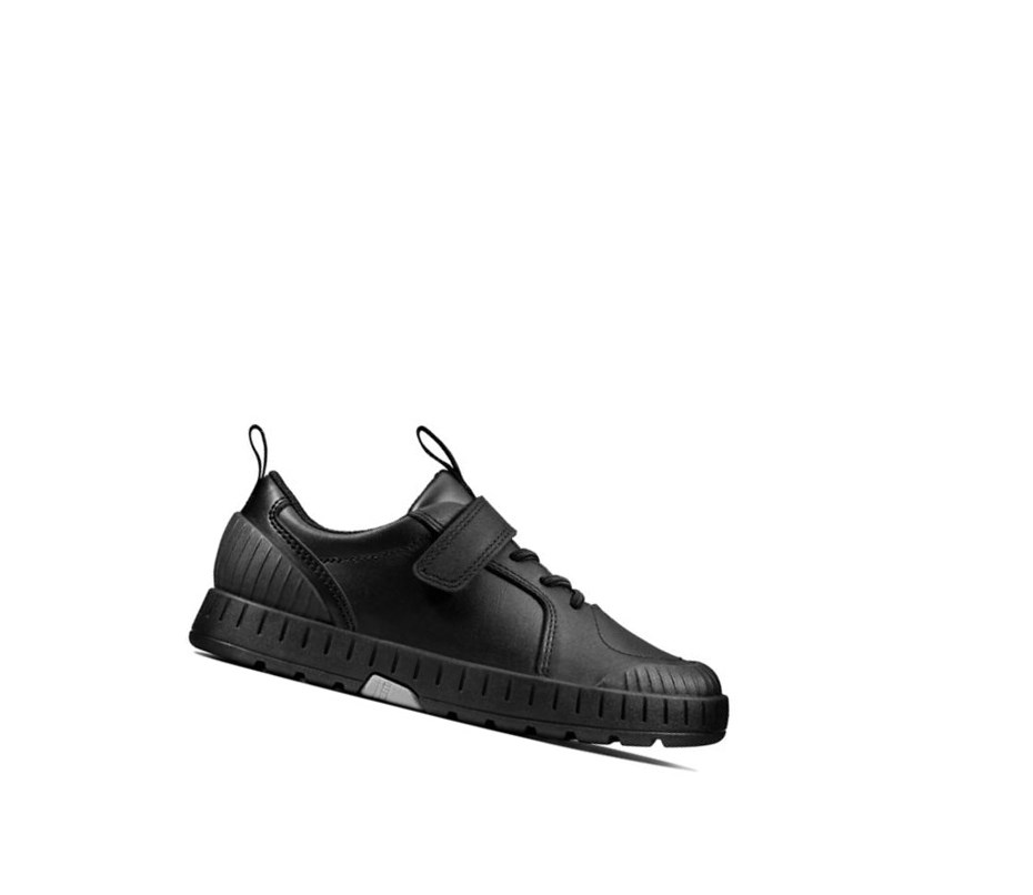Clarks Apollo Step Leder Schulschuhe Mädchen Schwarz | AXFY09728