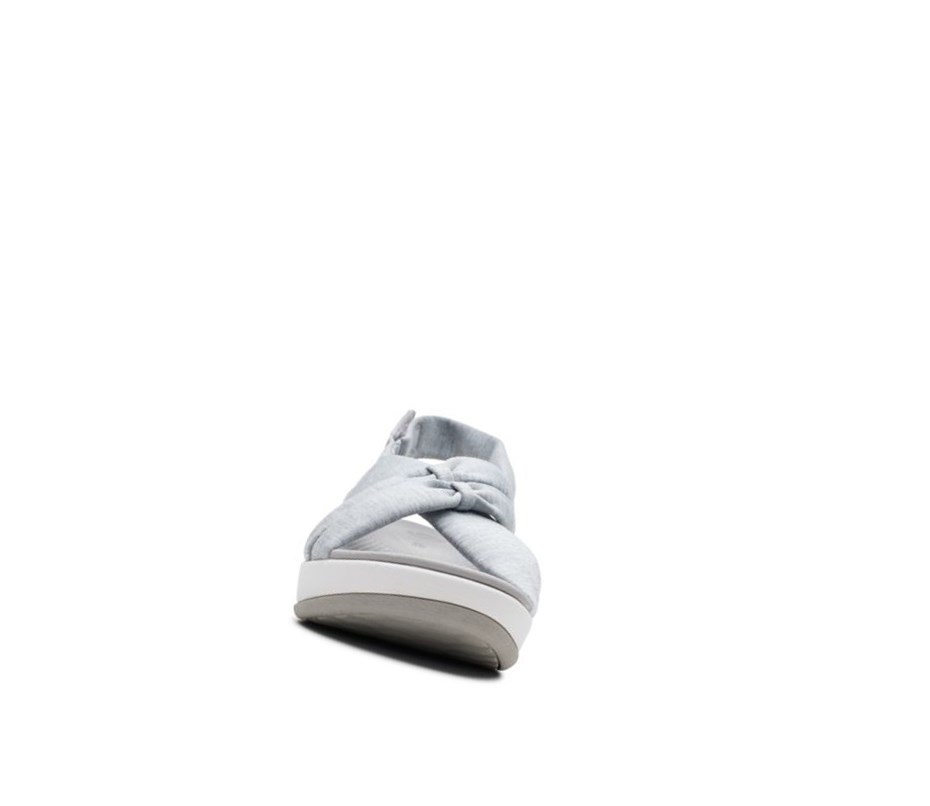 Clarks Arla Belle Textil Keilabsatz Sandalen Damen Grau | MBFE91576