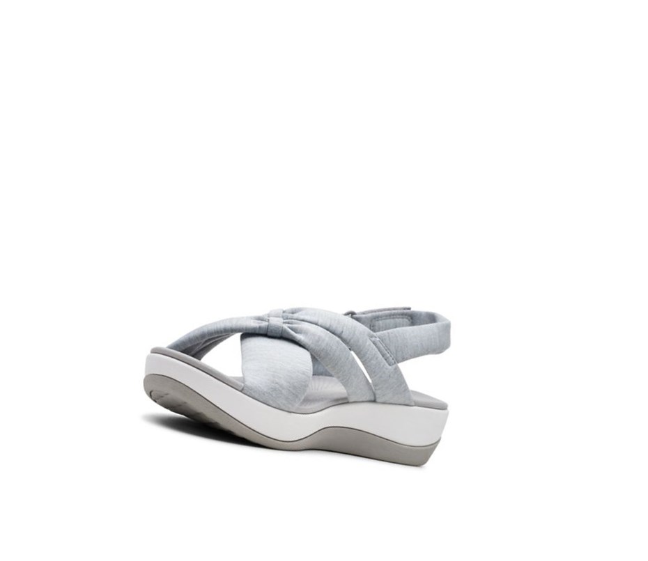 Clarks Arla Belle Textil Keilabsatz Sandalen Damen Grau | MBFE91576