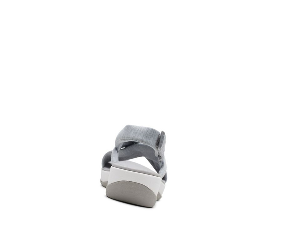 Clarks Arla Belle Textil Keilabsatz Sandalen Damen Grau | MBFE91576