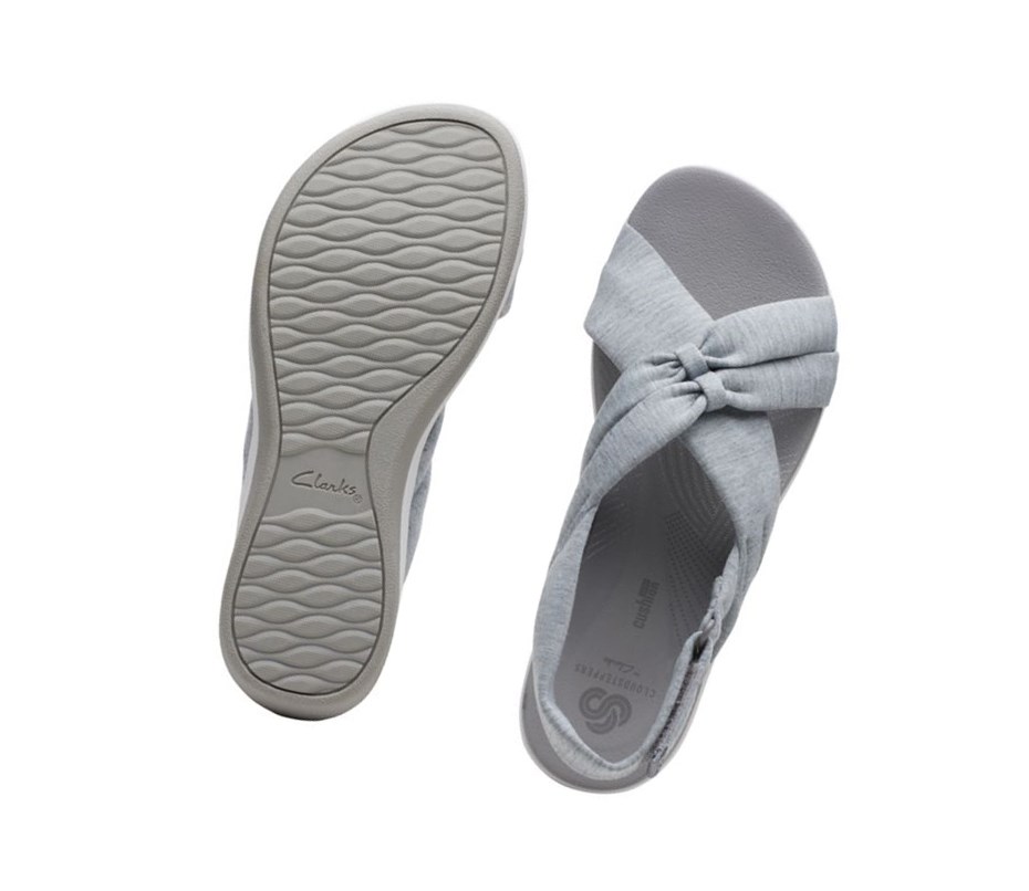 Clarks Arla Belle Textil Keilabsatz Sandalen Damen Grau | MBFE91576