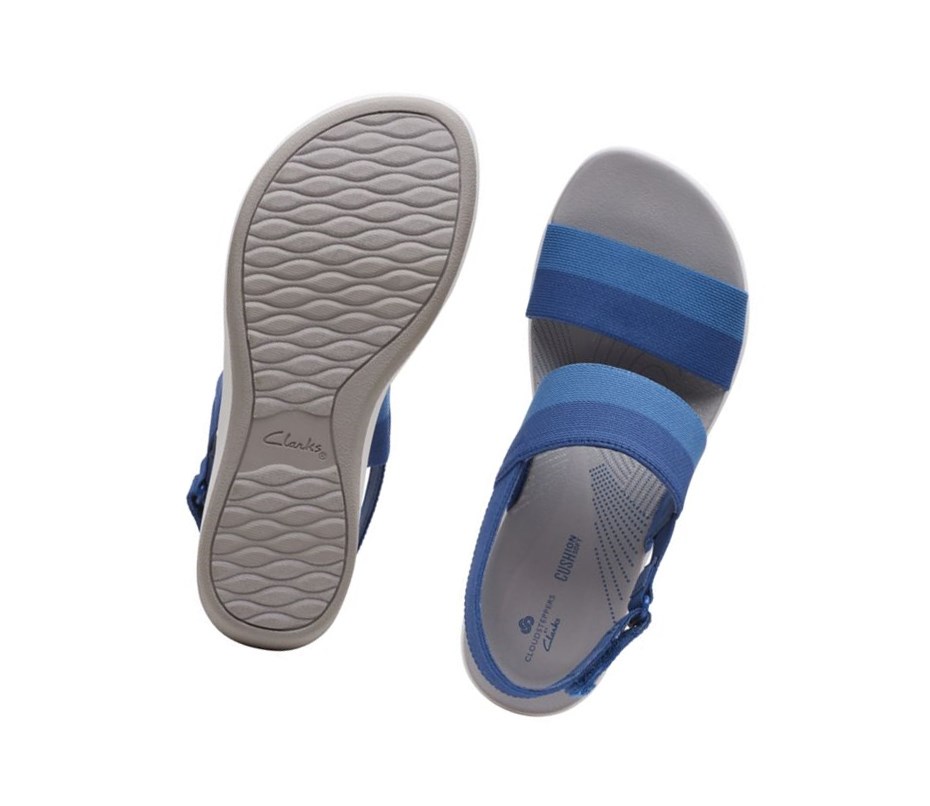 Clarks Arla Jacory Keilabsatz Sandalen Damen Indigo | SHJD13572