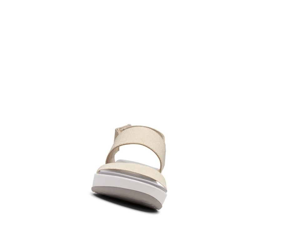 Clarks Arla Jacory Keilabsatz Sandalen Damen Hellgold | TMJB43206