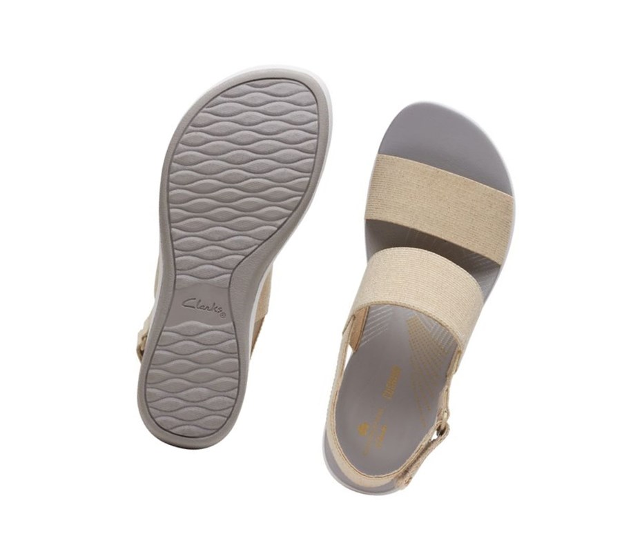 Clarks Arla Jacory Keilabsatz Sandalen Damen Hellgold | TMJB43206
