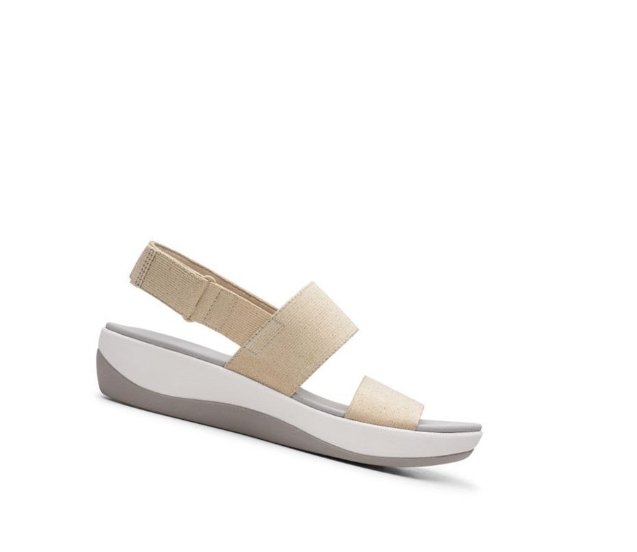 Clarks Arla Jacory Keilabsatz Sandalen Damen Hellgold | TMJB43206