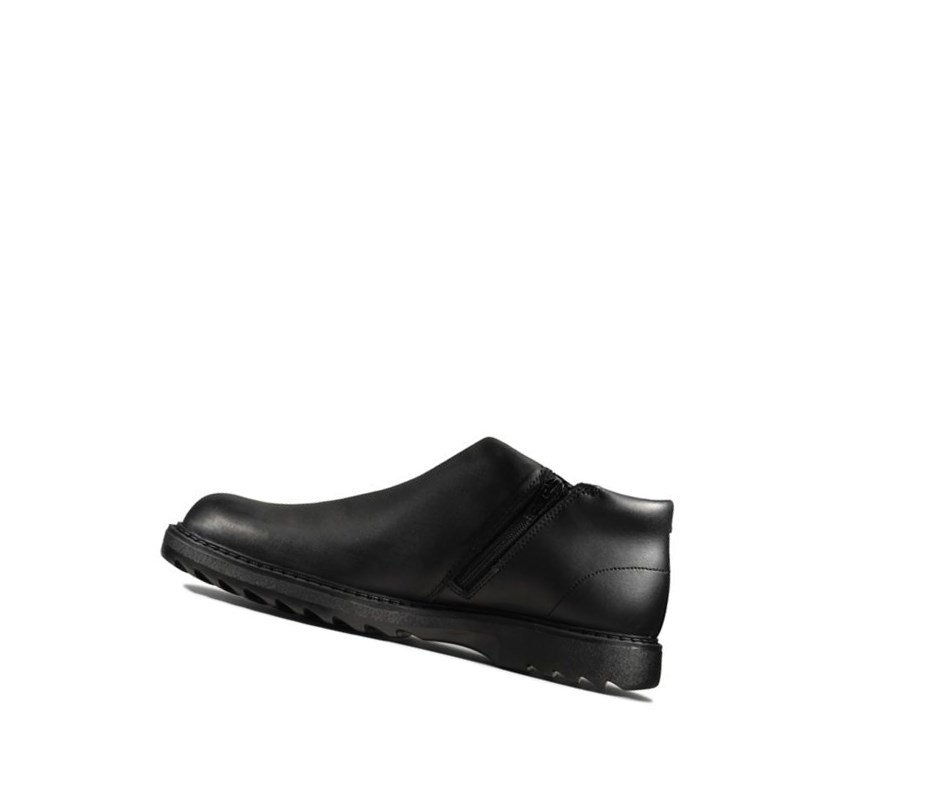 Clarks Asher Beat Leder Stiefeletten Mädchen Schwarz | OLSX10965