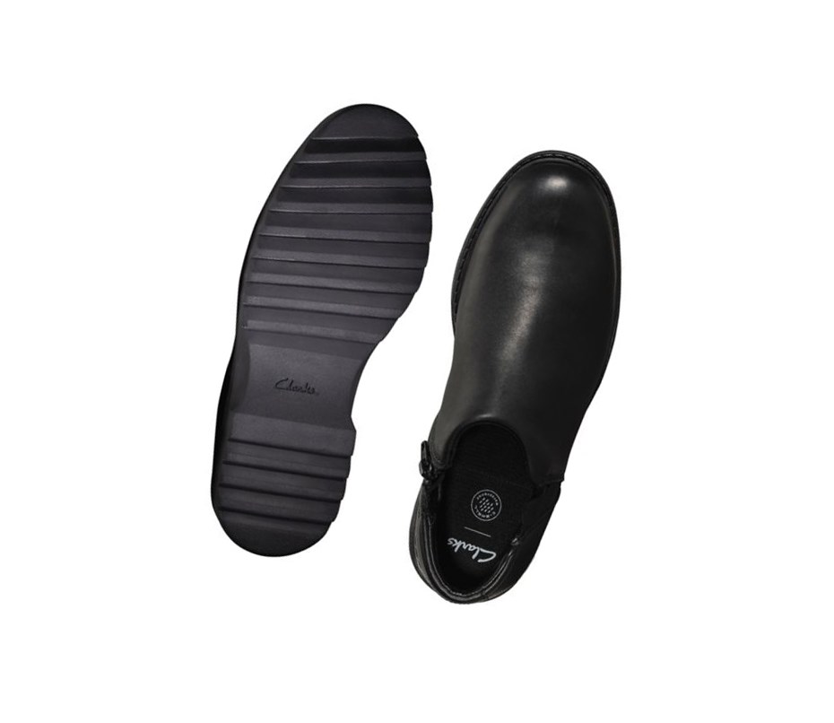 Clarks Asher Beat Leder Stiefeletten Mädchen Schwarz | OLSX10965