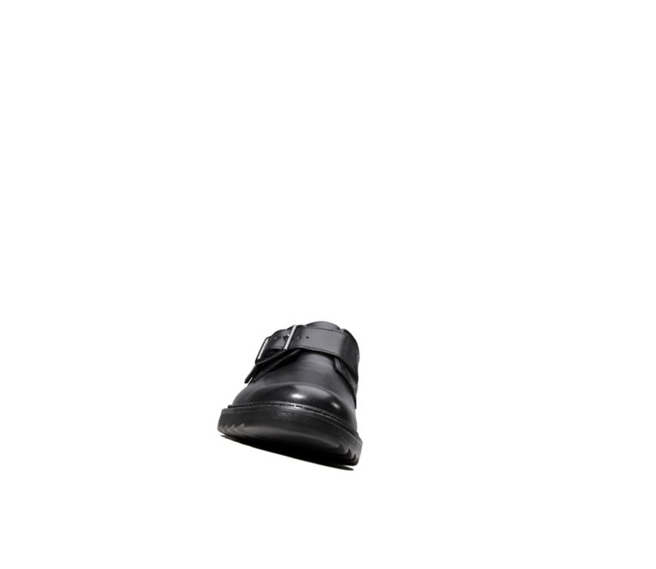 Clarks Asher Civic Leder Schulschuhe Jungen Schwarz | PSEM06523