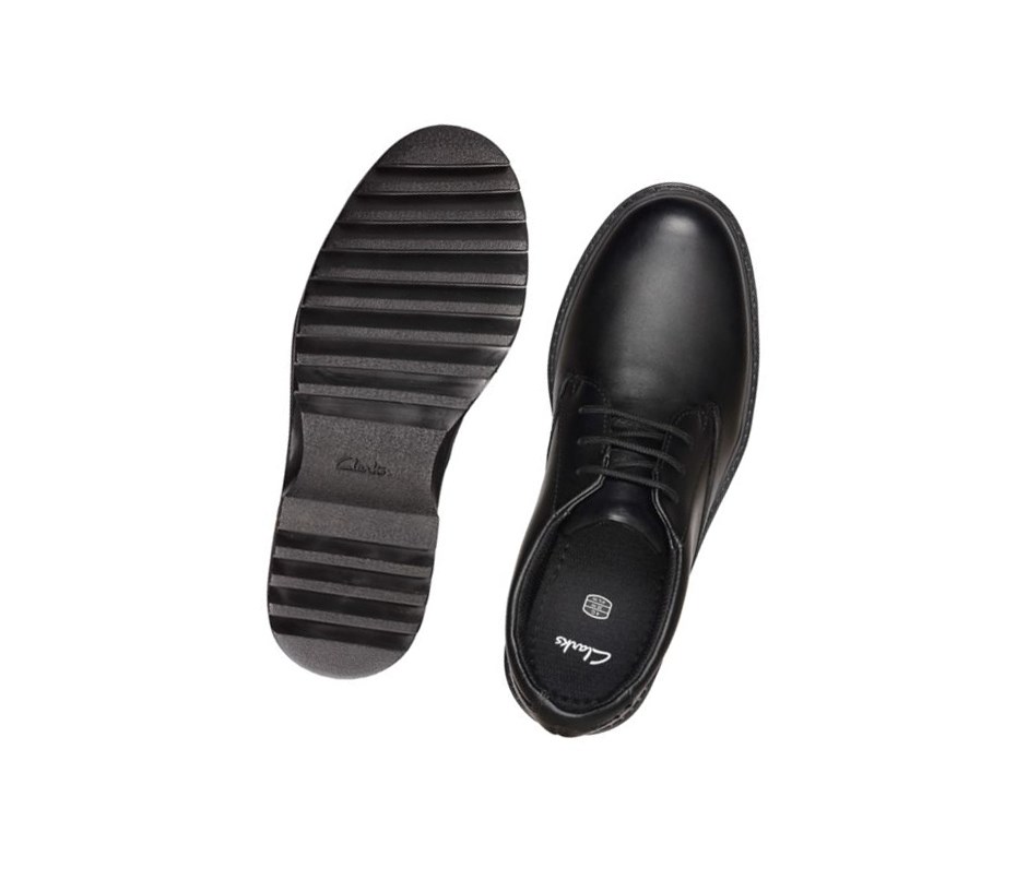 Clarks Asher Jazz Leder Schulschuhe Jungen Schwarz | FAWR12645