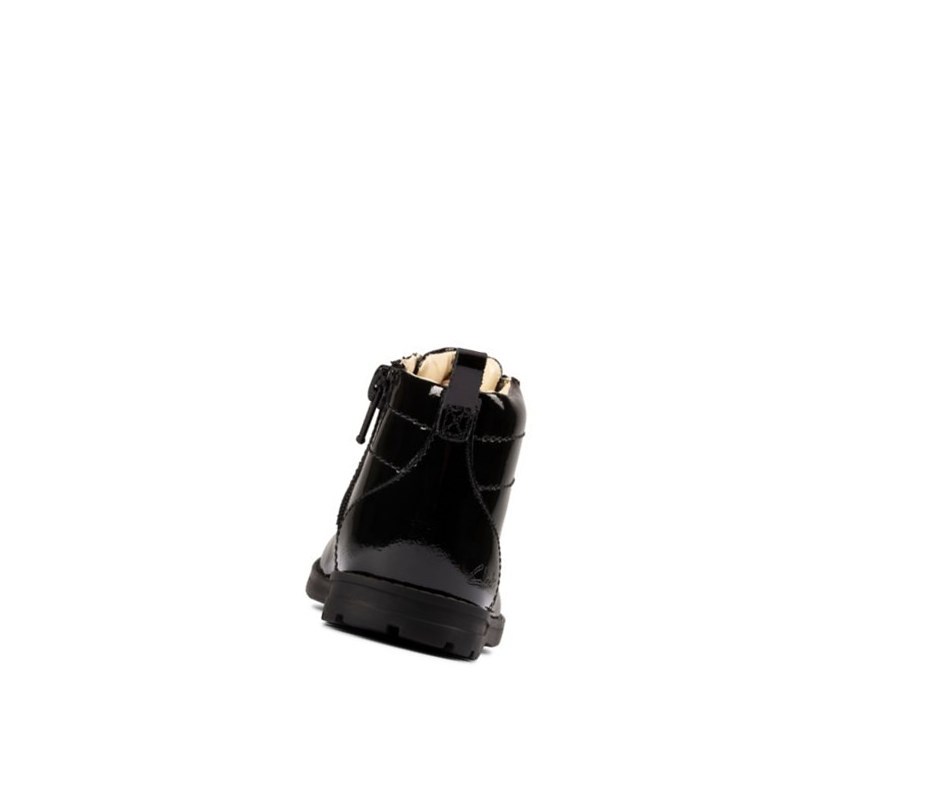 Clarks Astrol Spitze Lack Textil Stiefeletten Mädchen Schwarz | ISTF32467