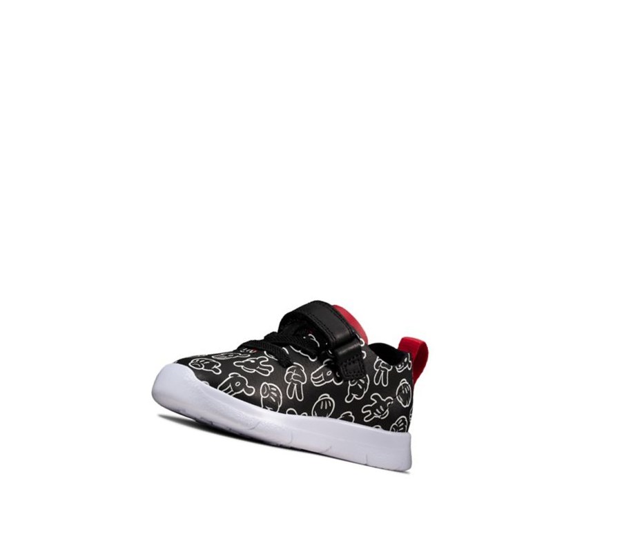 Clarks Ath Comic Leder Sneakers Mädchen Schwarz | JFTN36487