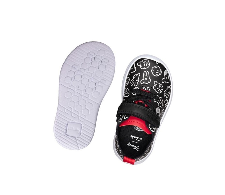 Clarks Ath Comic Leder Sneakers Mädchen Schwarz | JFTN36487