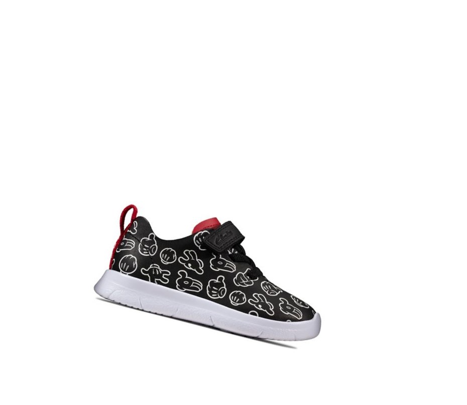 Clarks Ath Comic Leder Sneakers Mädchen Schwarz | JFTN36487