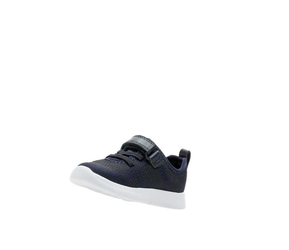 Clarks Ath Flux Leder Sneakers Jungen Navy | KXOP83201