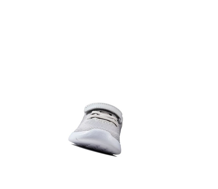 Clarks Ath Flux Leder Sneakers Mädchen Grau | DMXY74189