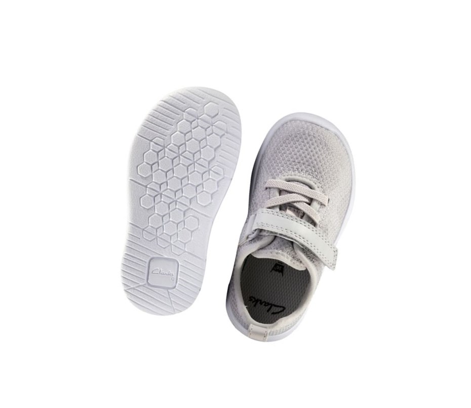 Clarks Ath Flux Leder Sneakers Mädchen Grau | DMXY74189