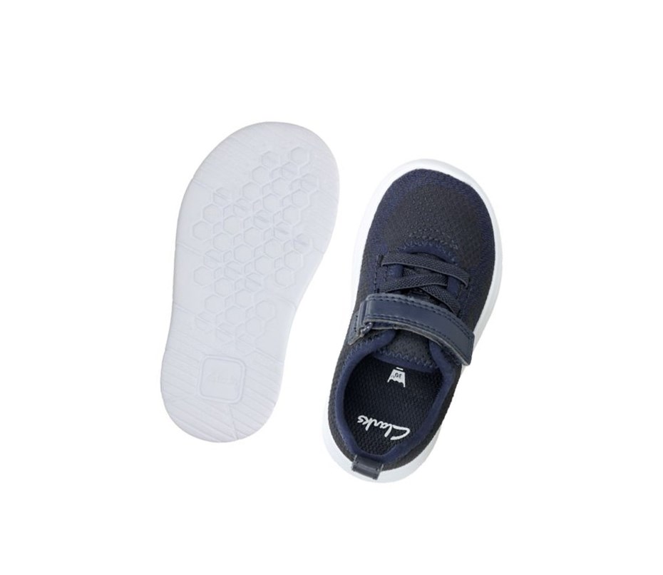 Clarks Ath Flux Leder Sneakers Mädchen Navy | SXPF59672
