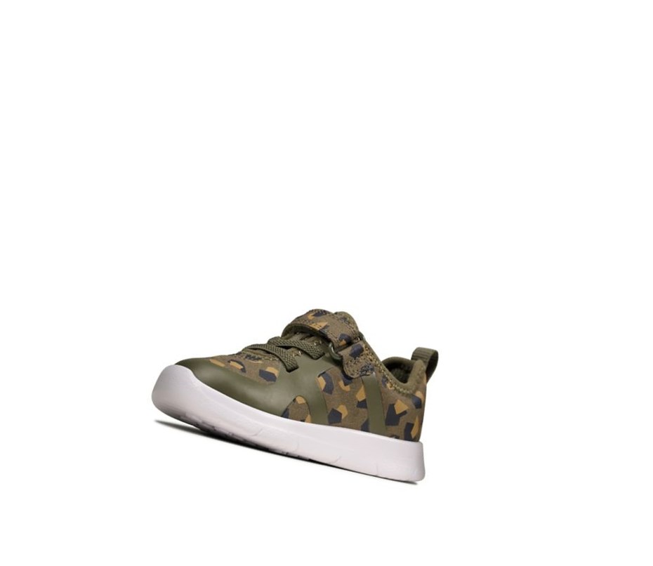 Clarks Ath Flux Textil Freizeitschuhe Jungen Olivgrün Camouflage | PCTL42837