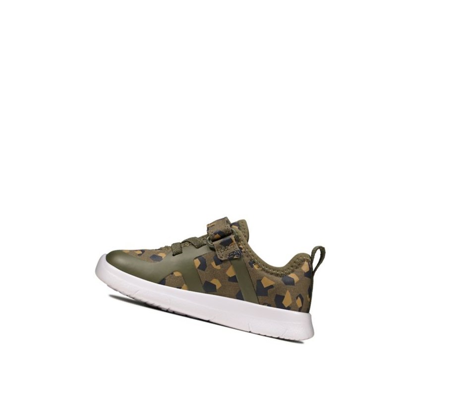 Clarks Ath Flux Textil Freizeitschuhe Jungen Olivgrün Camouflage | PCTL42837