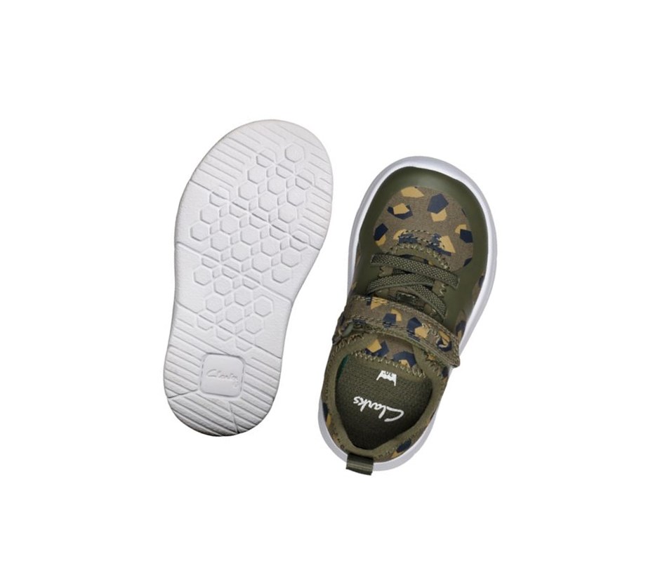Clarks Ath Flux Textil Freizeitschuhe Jungen Olivgrün Camouflage | PCTL42837