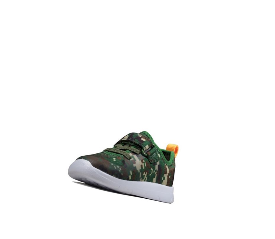 Clarks Ath Flux Textil Freizeitschuhe Jungen Olivgrün Camouflage | VWLX83764