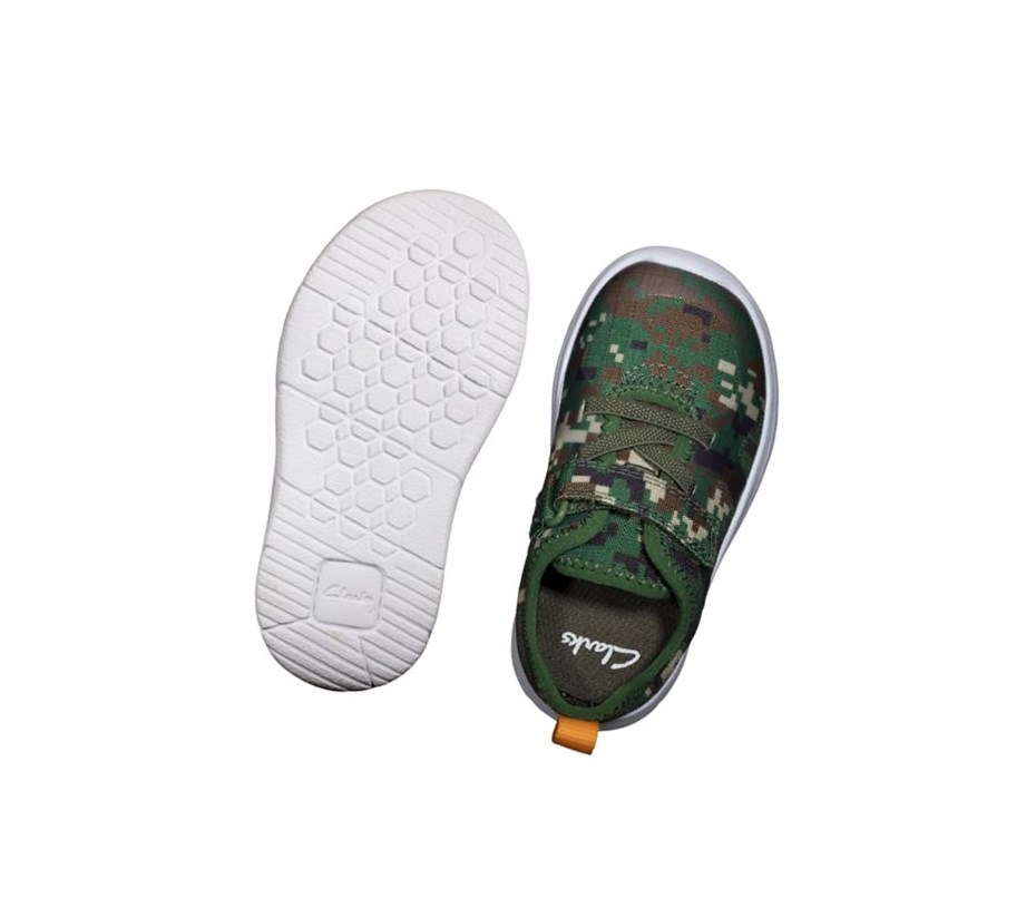 Clarks Ath Flux Textil Sneakers Jungen Olivgrün Camouflage | SRDA23197