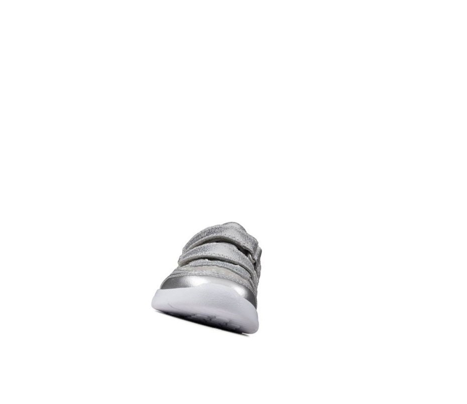 Clarks Ath Sonar Leder Lederschuhe Mädchen Silber | JOAH07498