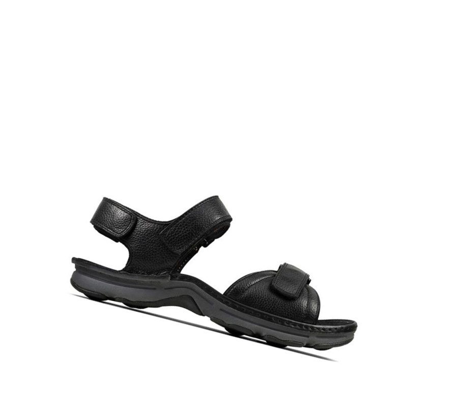 Clarks Atl Part Leder Lässige Sandalen Herren Schwarz | SGIY06198