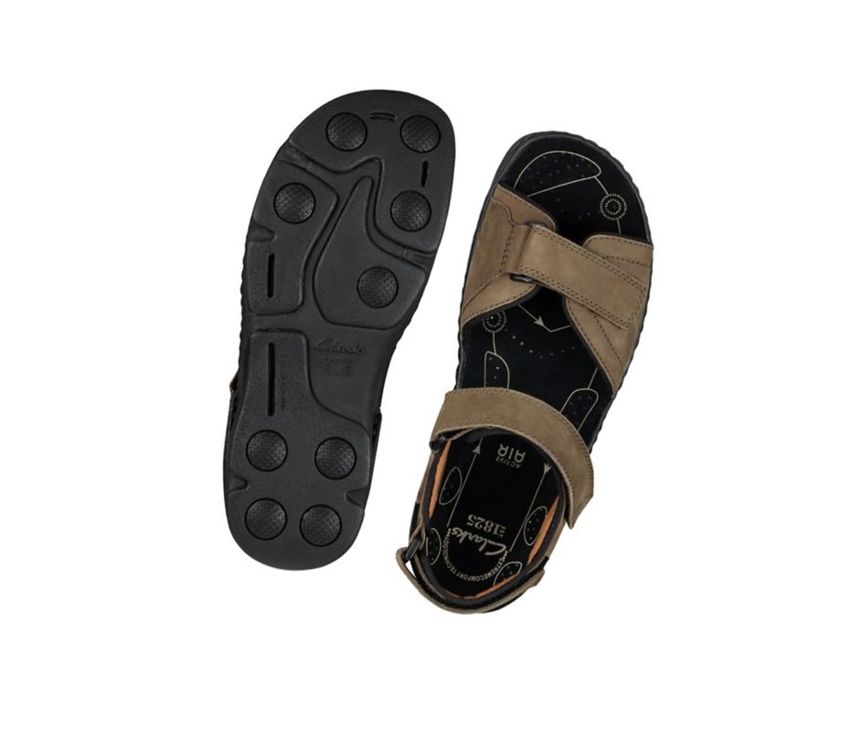 Clarks Atl Part Nubuck Lässige Sandalen Herren Khaki | NGQY41362