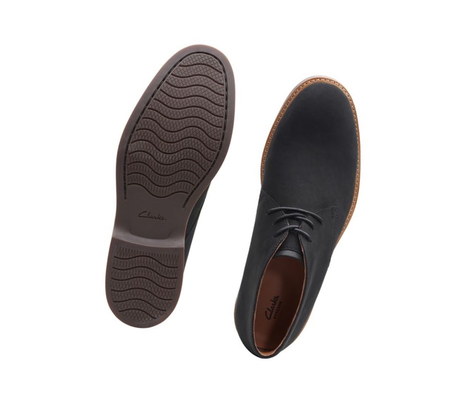 Clarks Atticus Limit Nubuck Leder Wüstenstiefel Herren Schwarz | IHEJ54931