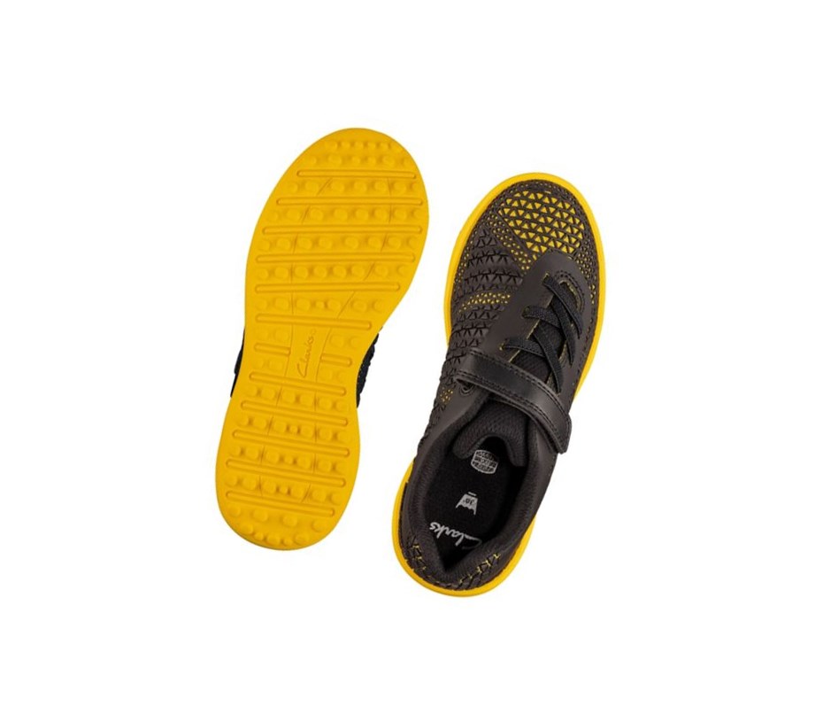 Clarks Award Swift Sneakers Mädchen Schwarz Gelb | XBDH42831