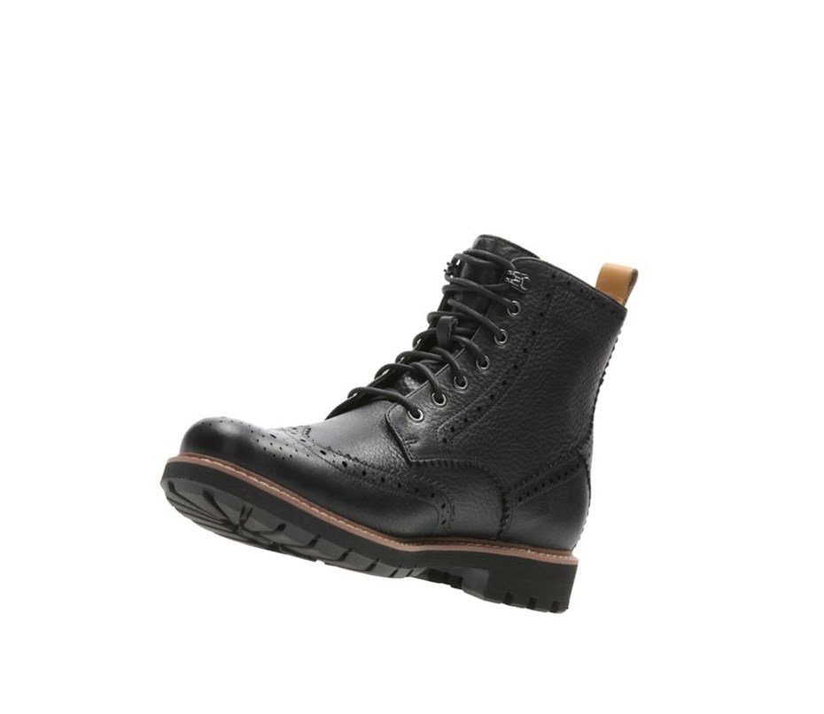 Clarks Batcombe Lord Leder Outdoorschuhe Herren Schwarz | LVBN93807
