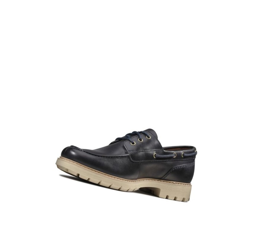 Clarks Batcombe Sail Leder Bootsschuhe Herren Navy | UJKI97038