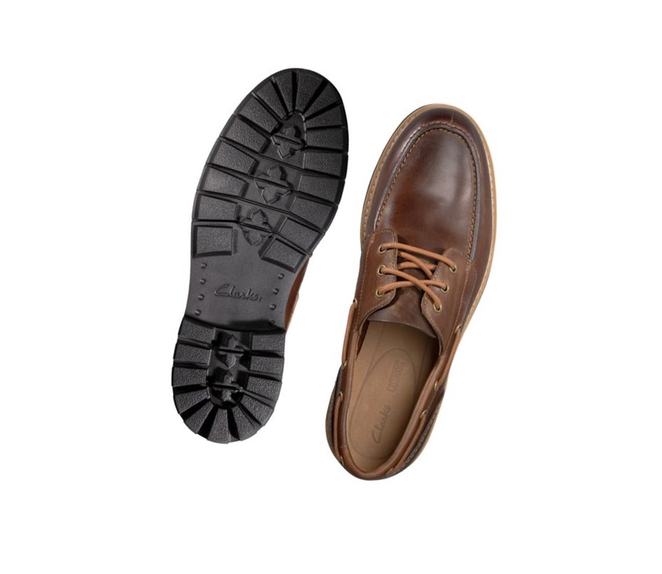 Clarks Batcombe Sail Leder Bootsschuhe Herren Dunkelbraun | UXFZ02357