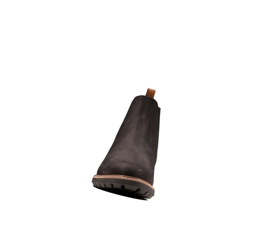 Clarks Batcombe Up Nubuck Wildleder Chelsea Boots Herren Schwarz | QXSR18427
