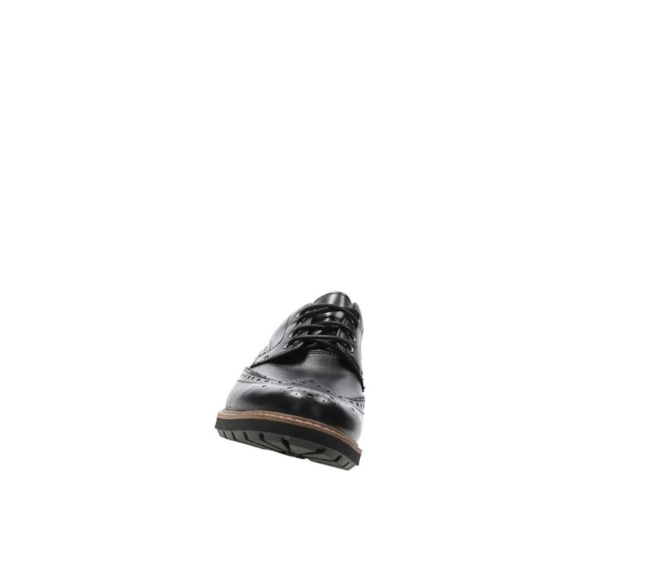 Clarks Batcombe Wing Leder Brogues Herren Schwarz | OFHN72841