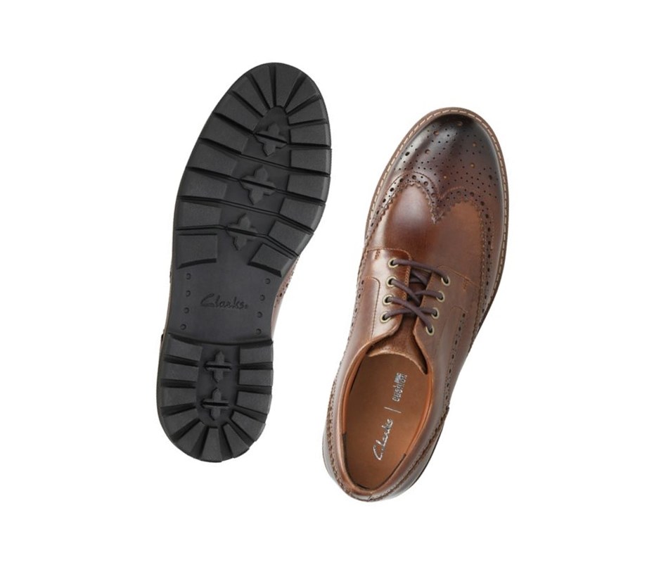 Clarks Batcombe Wing Leder Lederschuhe Herren Dunkelbraun | MYTC40713
