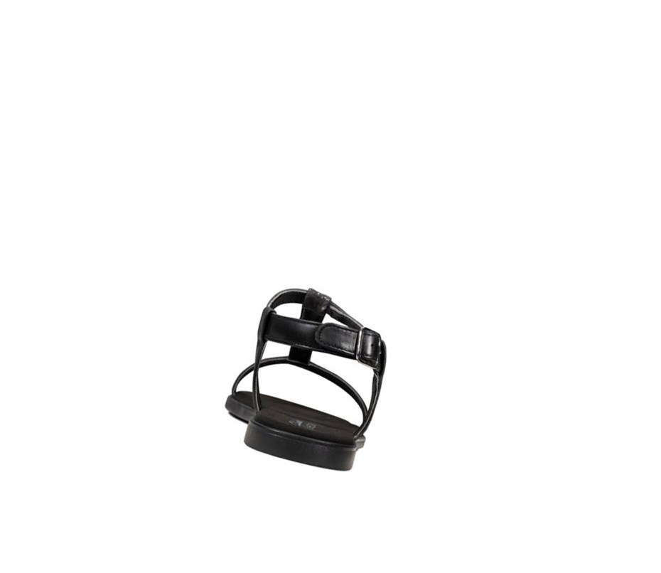 Clarks Bay Rosa T-bar Textil Flache Sandalen Damen Schwarz | CDSP96852