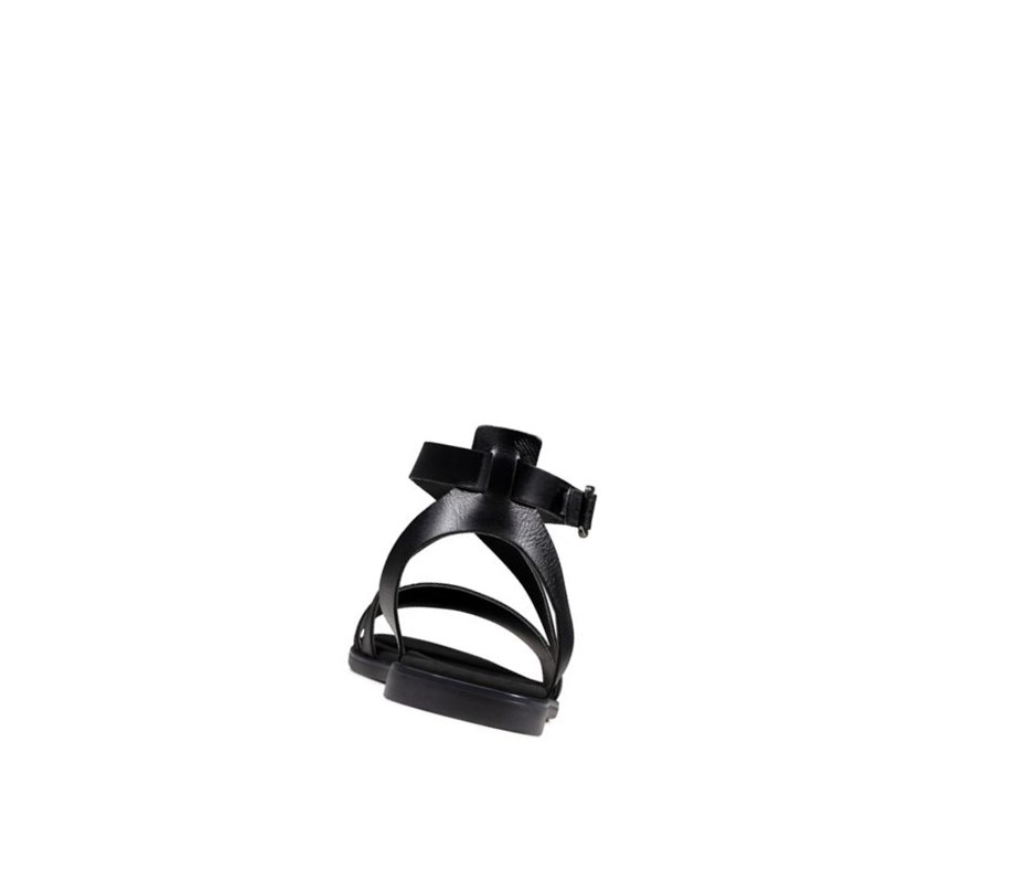 Clarks Bay Rosie Leder Flache Sandalen Damen Schwarz | BYRO38510