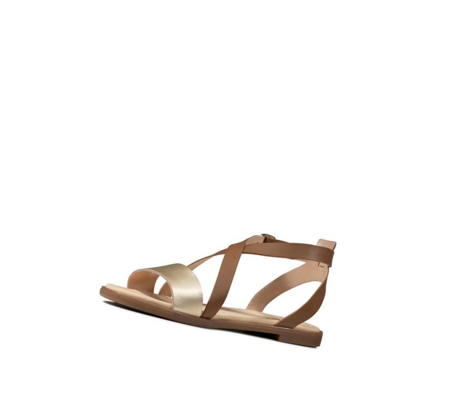 Clarks Bay Rosie Leder Flache Sandalen Damen Braun | VTRU27518