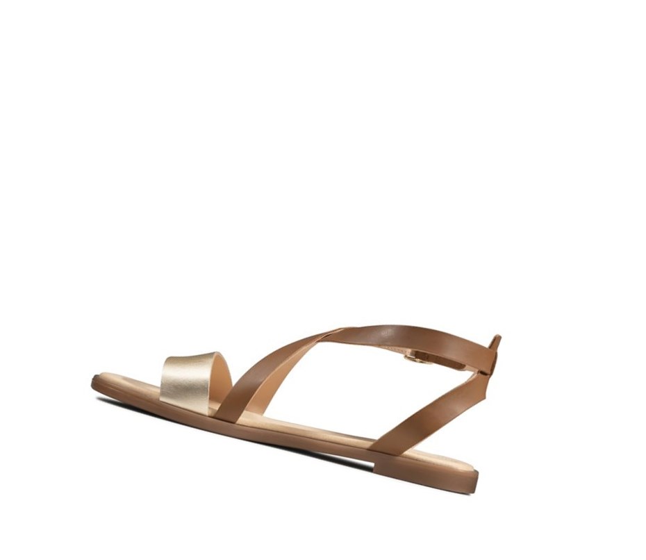 Clarks Bay Rosie Leder Flache Sandalen Damen Braun | VTRU27518