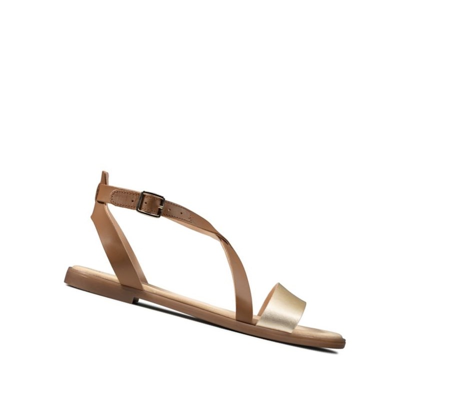 Clarks Bay Rosie Leder Flache Sandalen Damen Braun | VTRU27518