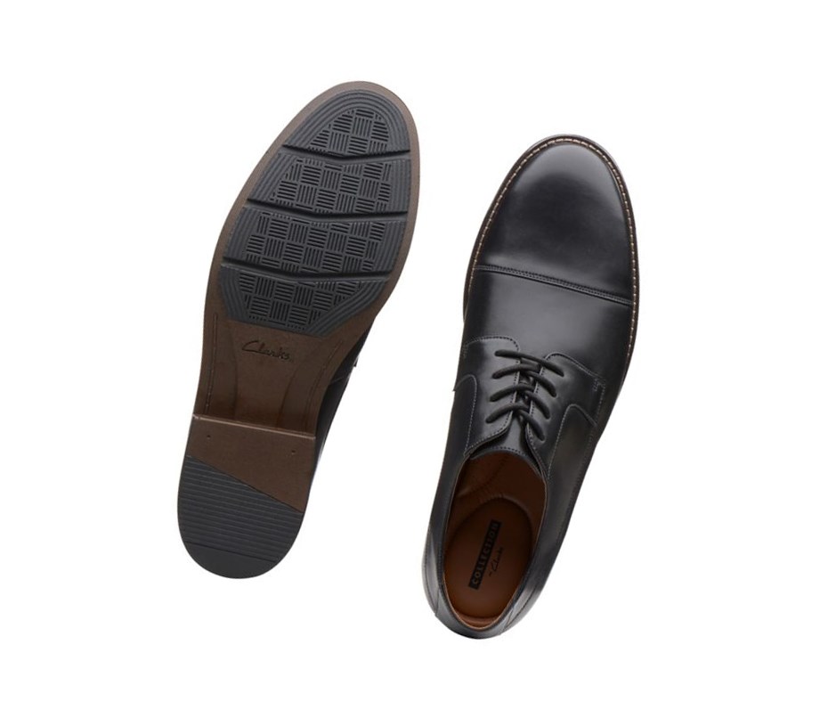 Clarks Becken Cap Leder Weite Fit Wanderschuhe Herren Schwarz | KPUI73460